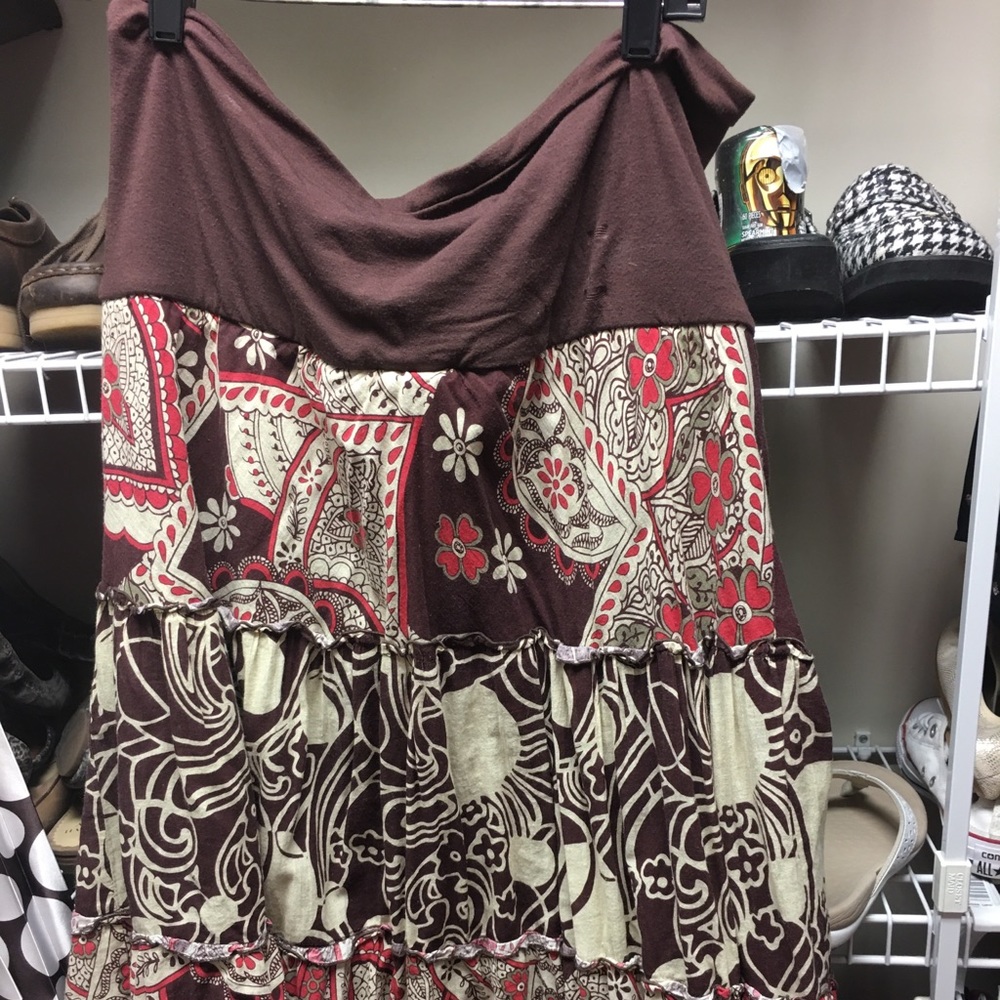 Brown and pink floral skirt *Final Price*